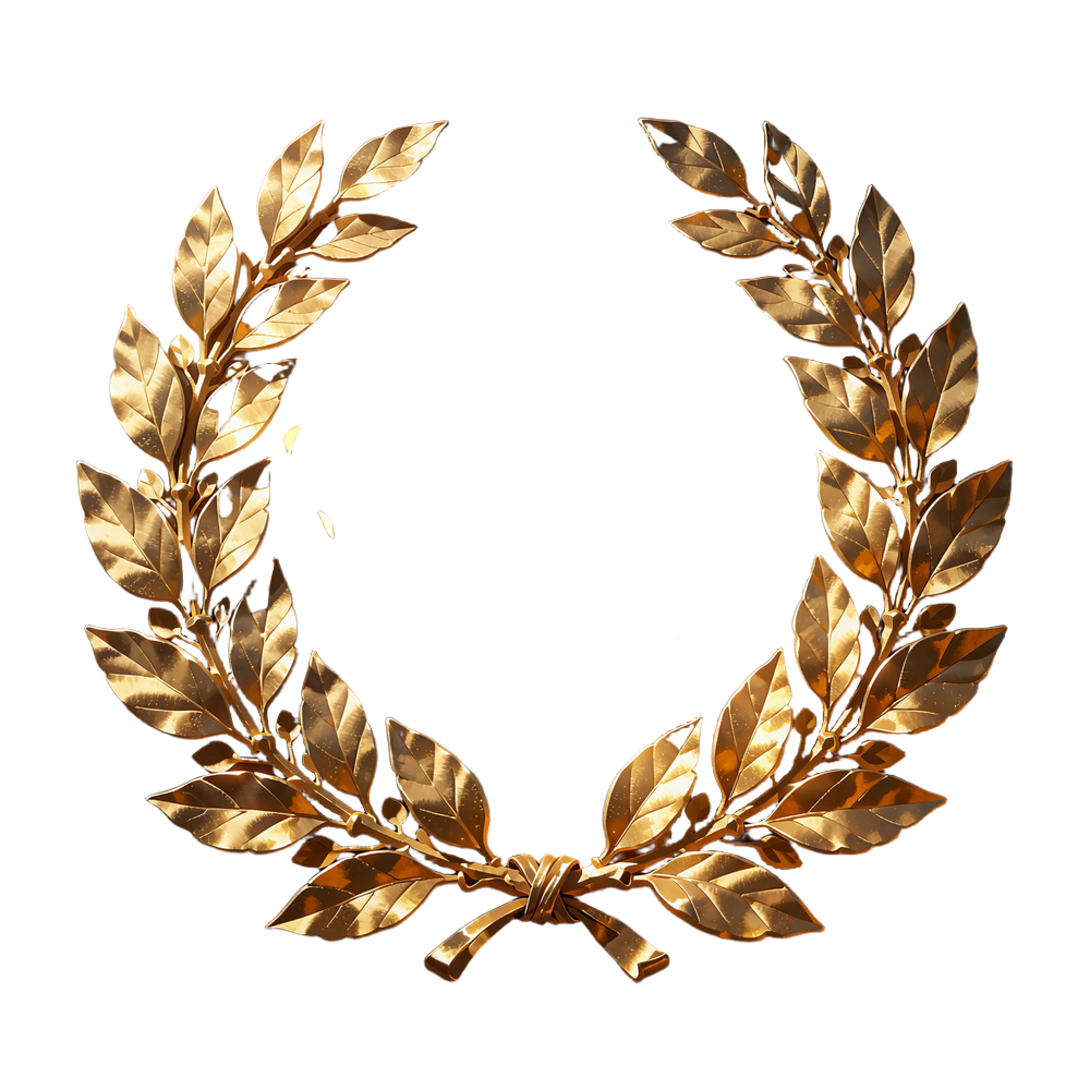 Złoty wieniec laurowy ze iskrzącą cyjanową aurą - symbol statusu VIP Path of the Demi-Gods